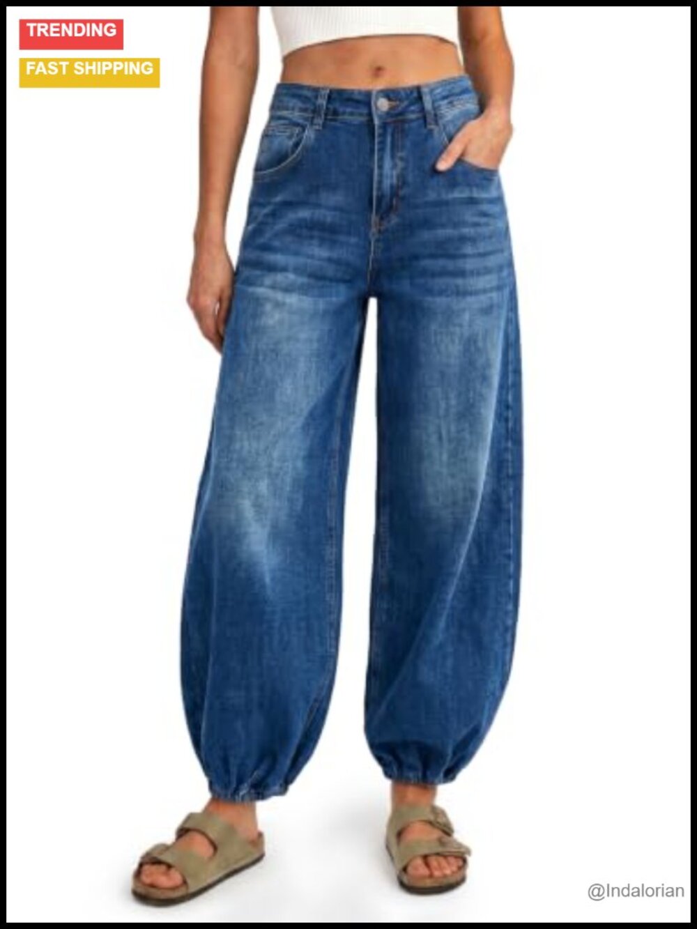 High Waisted Wide Leg Baggy Harem Jeans Women Y2K Denim Pants